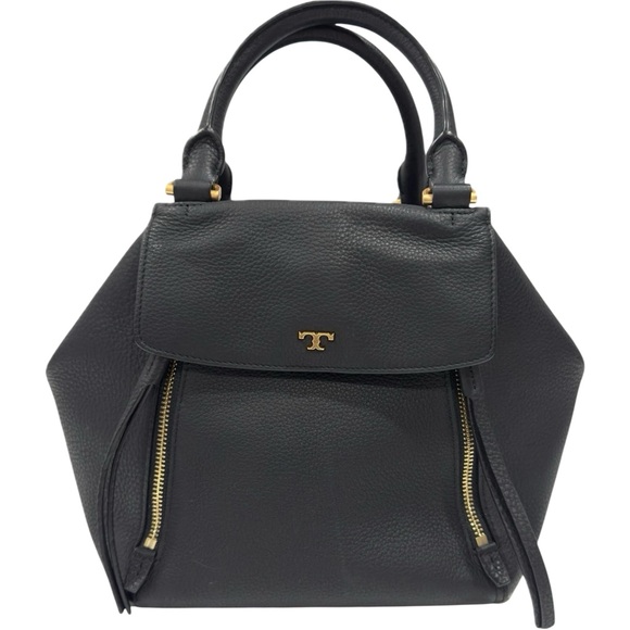 Tory Burch Handbags - Tory Burch Black Half Moon Satchel with Gold Accents